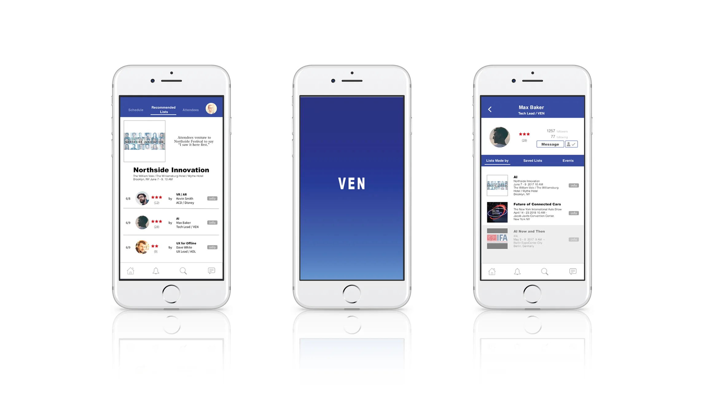 VEN app on three iPhones